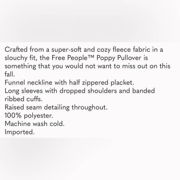 NWOT Free People Fleece Champagne Dreams Poppy Cropped Sweatshirt - Picture 3 of 5